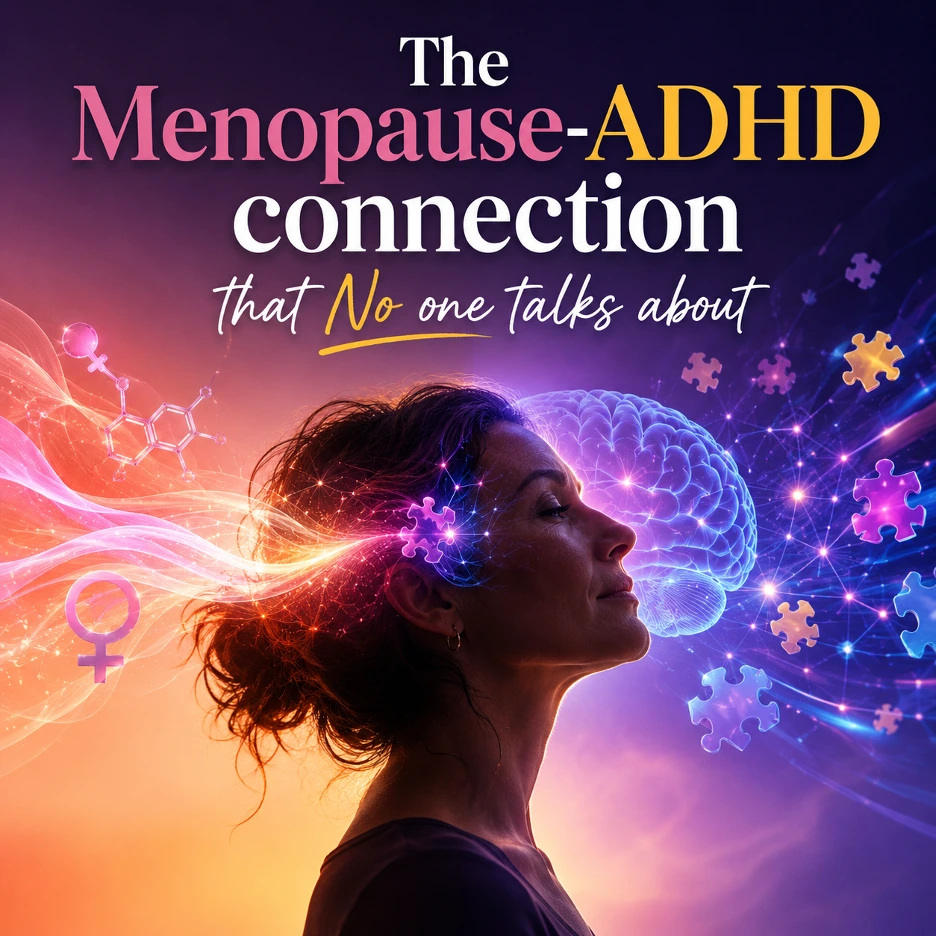 Article artwork for the connection between menopause and ADHD