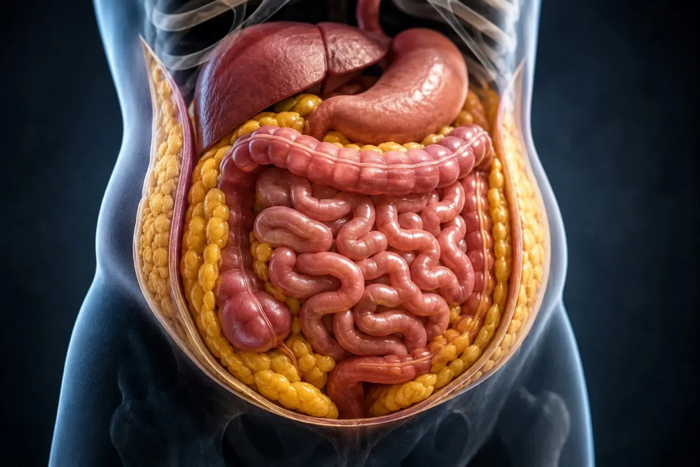 Article artwork illustrating hidden visceral fat and metabolic health.